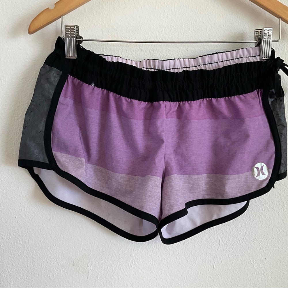 Hurley Women's Athletic Shorts in Purple and Gray Swim Surf Shorts Medium